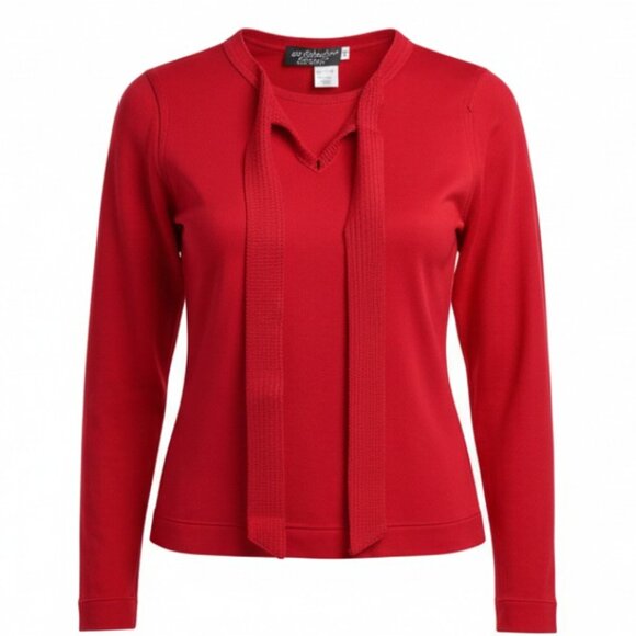 Givenchy Sport Vintage Cranberry Scarf Tie Long Sleeve Sweater Size 34 US Small - Picture 3 of 7